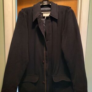 L.L. Bean Black Pea Coat Classic Tailored Design